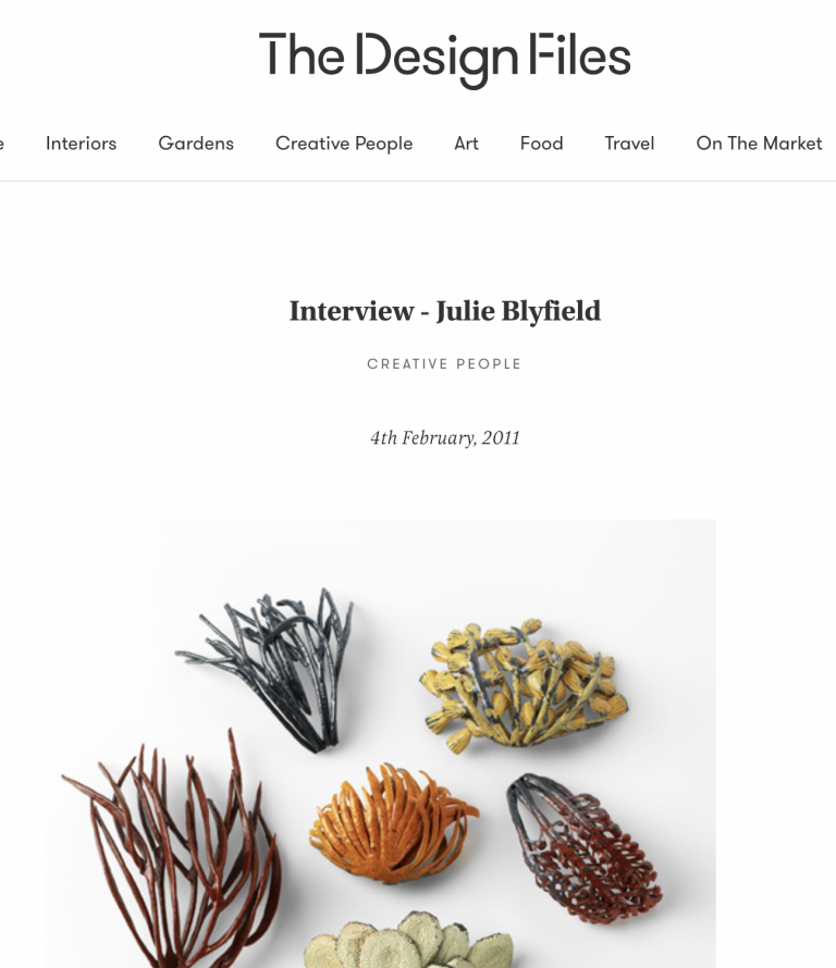 screenshot of article on The Design Files featuring Julie Blyfield